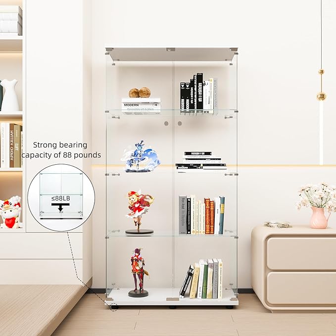FLYMUHJIA Glass Display Cabinet Kitchen Pantry Storage Cabinet Corner Bar