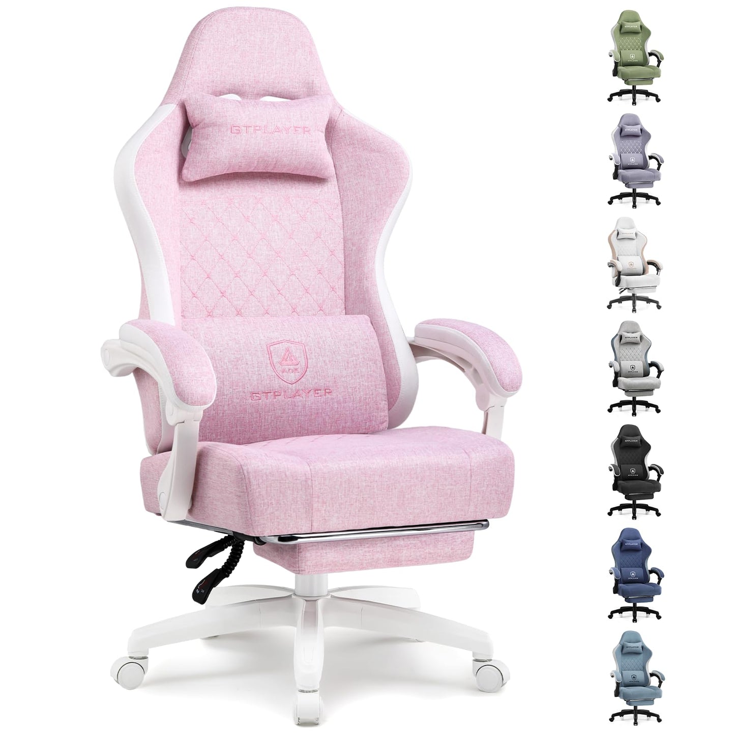 GTPLAYER Gaming Chair, Computer Office Chair with Pocket Spring Cushion, Linkage Armrests and Footrest, High Back Ergonomic Computer Chair with Lumbar Support Task Chair with Footrest