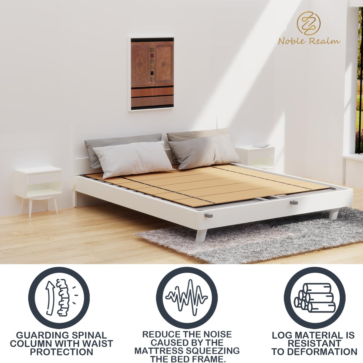 Bunkie Board, 6mm Thin, Queen Size (60 x 76 in) Heavy Duty Bed Panels Foldable Box Spring, Bed Support Slats under Mattress | Modular Portability Design, Easy Setup, Foldable, Low-Profile Design