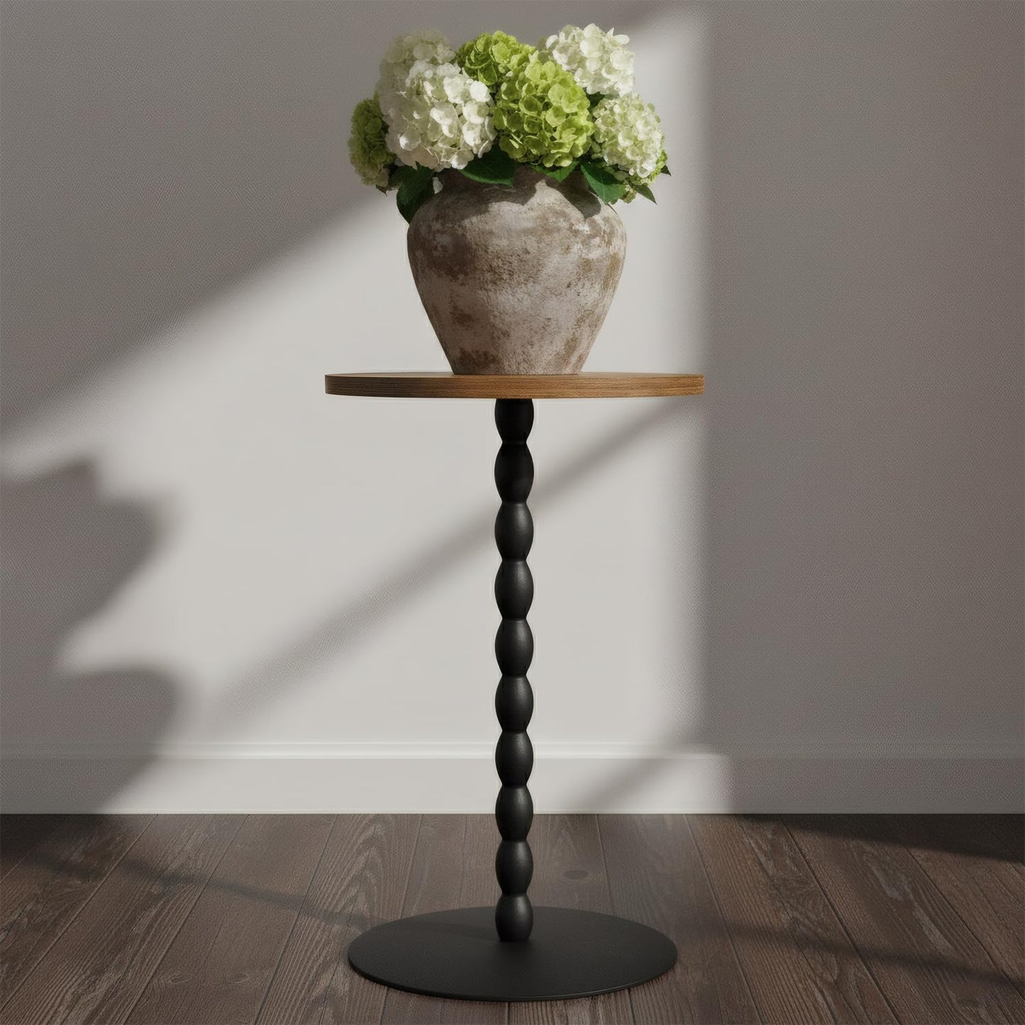 Round Side Table, Small Drink Coffee Table Pedestal Stand for Small Spaces, Wooden Top Bedside Couch End Tables, Accent Nightstand With Weighted Base For Living Room, Bedroom, Office, Rustic Brown