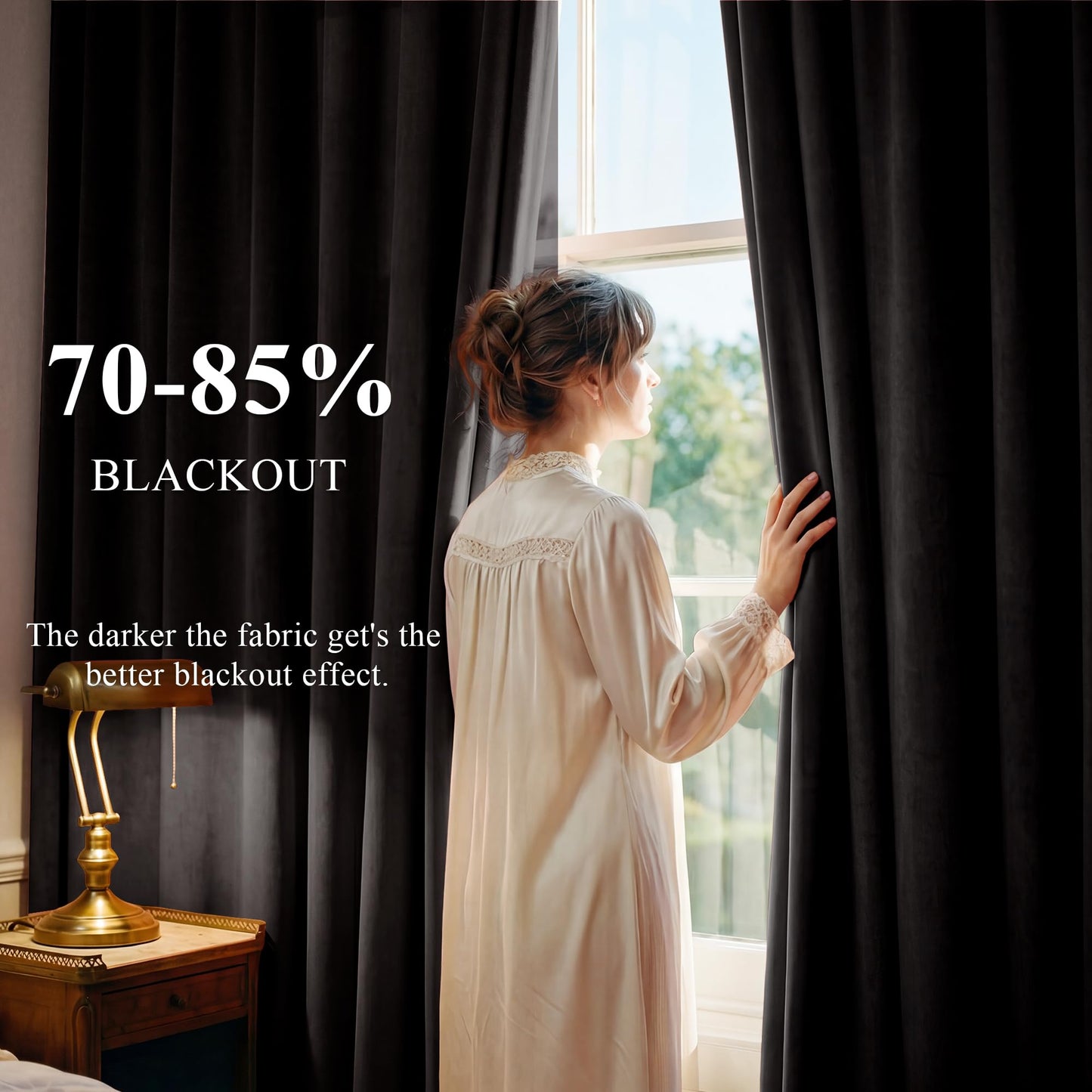StangH Black Velvet Curtains 108 inches - Blackout Soft Luxury Velvet Panel Drapes for Bedroom Window Treatment Thermal Insulated Grommet Draperies, 52 x 108 Inches, 2 Panels
