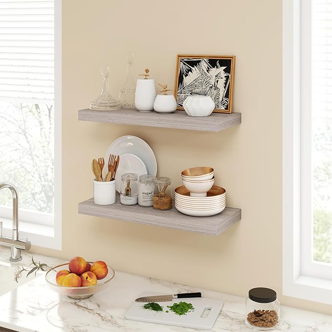 Acovy 24 Inch Floating Shelves, 9.3" Deep Floating Shelf Wall Mounted, Rustic