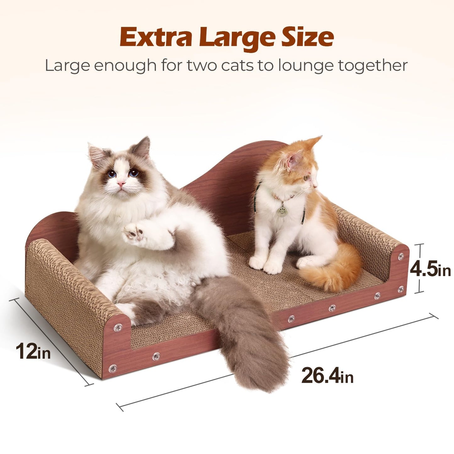ComSaf 26.4" Large Cat Scratcher Bed, Cat Scratching Board, Durable Cardboard for Indoor Use, Extra Large Couch with Scratch Pad - Sofa Lounge