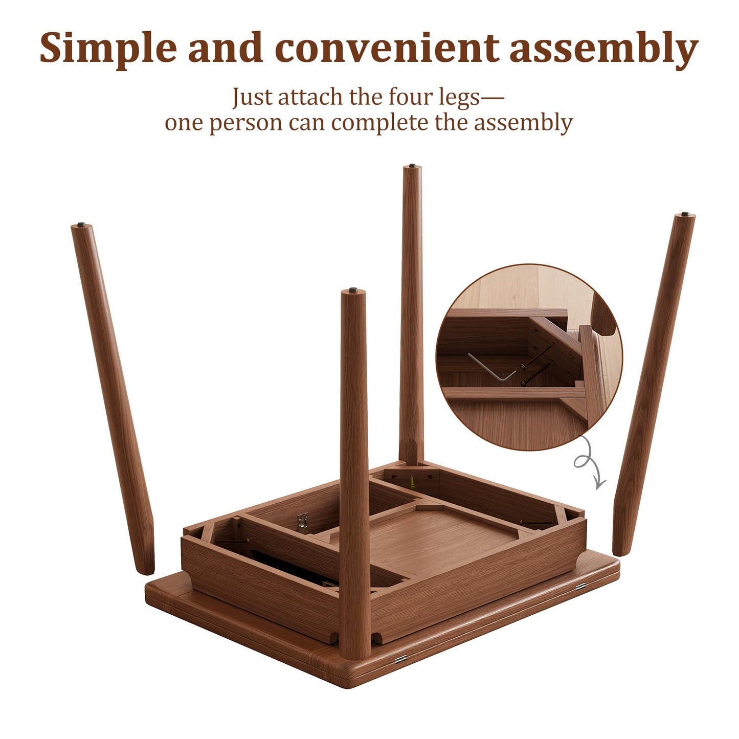 DONGMUWUJEE Solid Wood Small Dining Table for 2-6, 23.6"L-47.2"L Expandable Kitchen Table, Designed for Small Spaces, Easy Assembly, Suitable for Kitchen, Dining Room, Living Room, Apartment (Walnut)