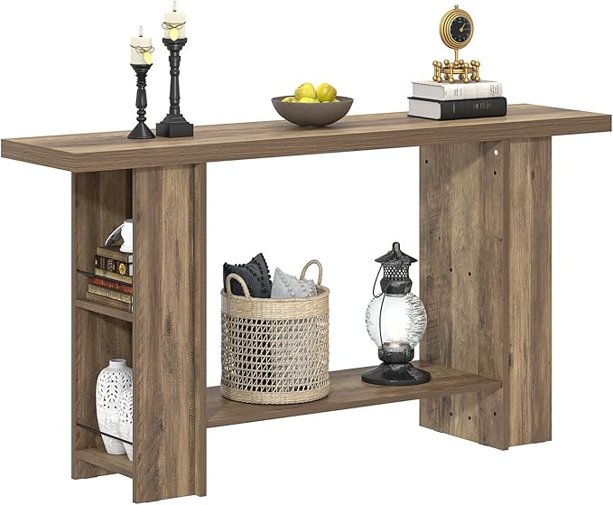 FOLUBAN 53 Inch Long Entryway Table, 2-Tier Wood Console Table
