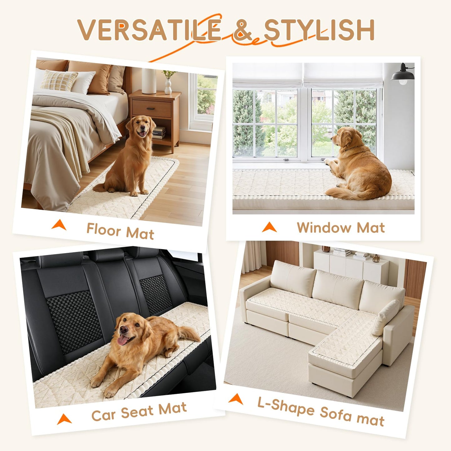 Arfntevss Couch Cover for Dogs Plush Washable Love Seat Covers for 2 Cushion Couch Pet Friendly Fuzzy Loveseat Sofa Slipcover Anti-Slip Dog Proof Pets Washable Protector (Boho White, 27.6" x 59")