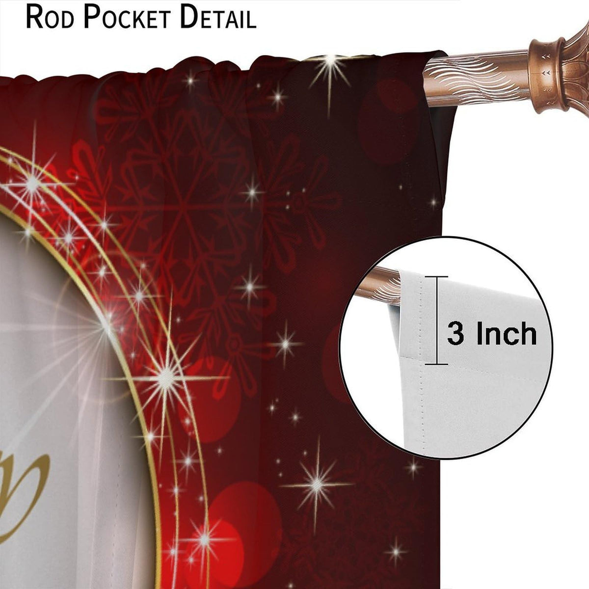 Merry Christmas Curtains Red Sparkling Dingdang Winter Christmas Holiday Bell Festivals Atmosphere Blackout Window Treatment for Happy Festival Living Room Bedroom Home Decor Window Drapes 52"W X 84"L