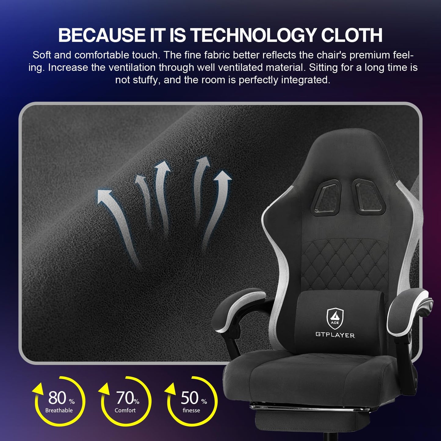 GTPLAYER Gaming Chair, Computer Office Chair with Pocket Spring Cushion, Linkage Armrests and Footrest, High Back Ergonomic Computer Chair with Lumbar Support Task Chair with Footrest(DPBlack)