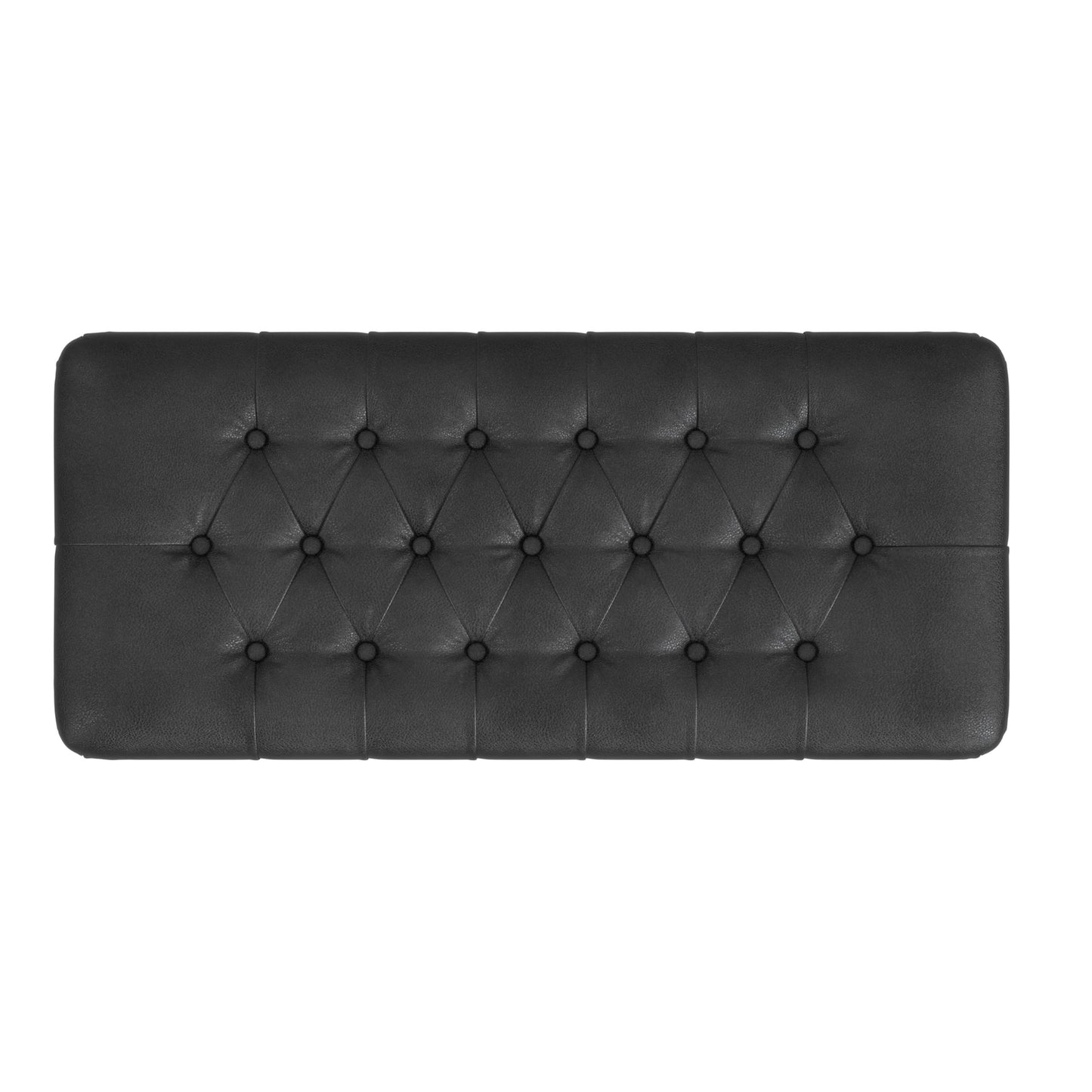 HomePop 40" Button Tufted Storage Bench - Black Faux Leather