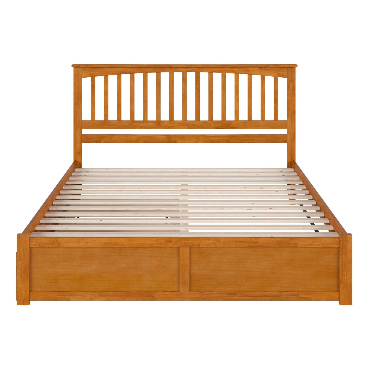 AFI, Mission King Platform Bed with Footboard & Twin XL Trundle, Light Toffee