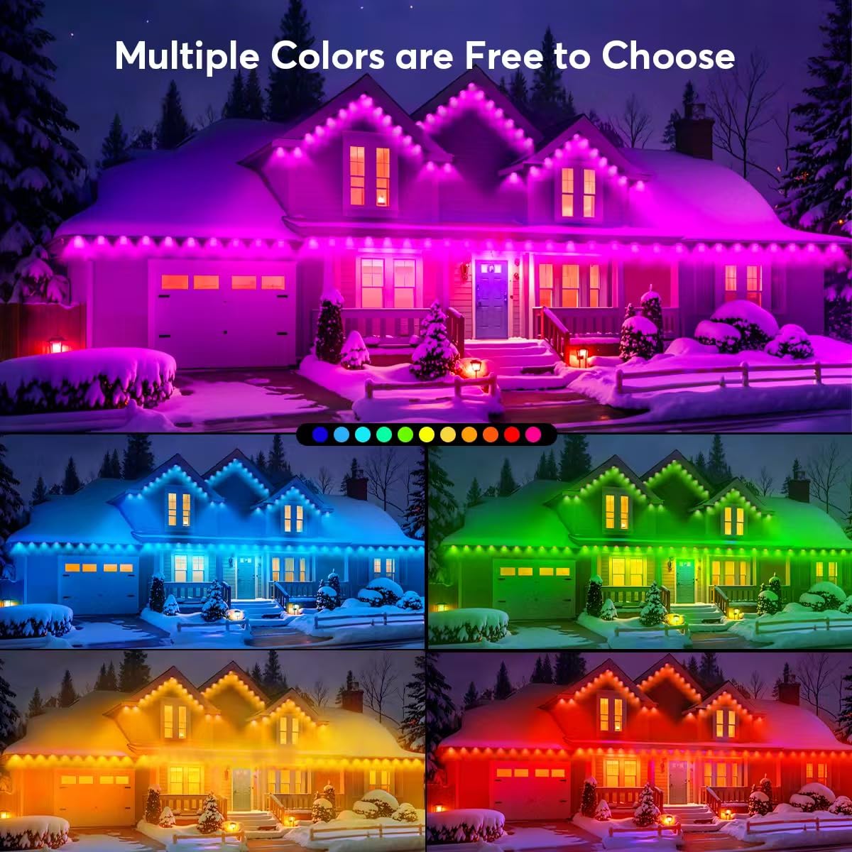 200ft Permanent Outdoor Lights RGB Eaves Lights, Waterproof LED Eaves Lights with App&Remote Control,for Christmas,Party, Daily, Halloween and All Holiday Decor,House Roof and Garden Lighting