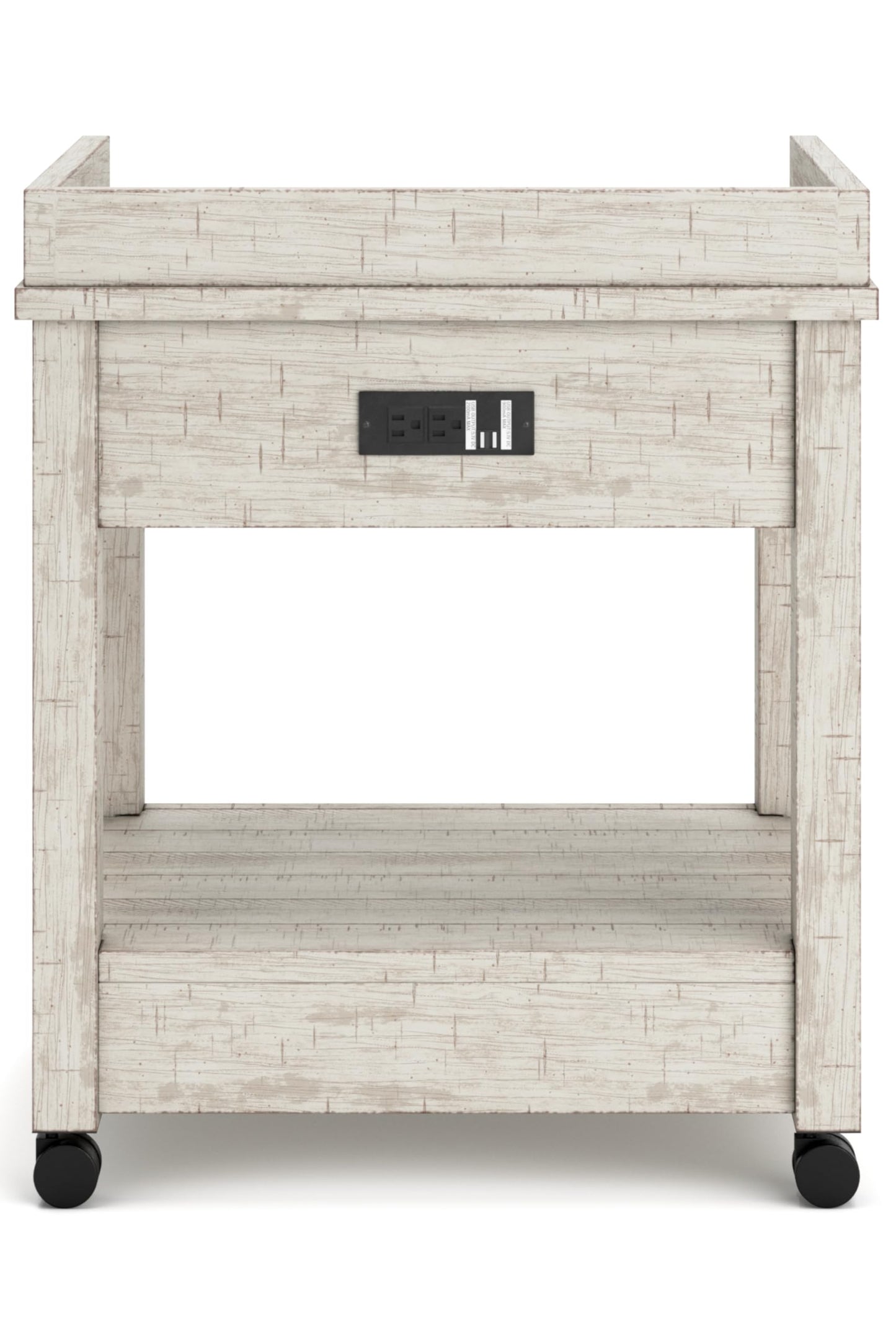 Signature Design by Ashley Carynhurst Rustic Farmhouse Printer Stand with Casters, Whitewash