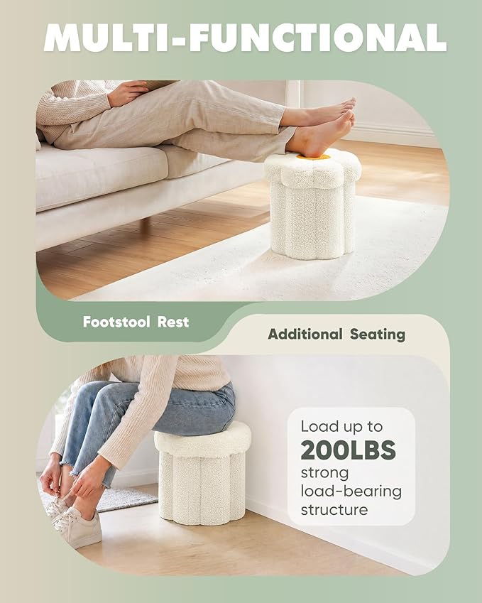 B FSOBEIIALEO Storage Ottoman Foldable, Sunflower Shaped Small Footrest