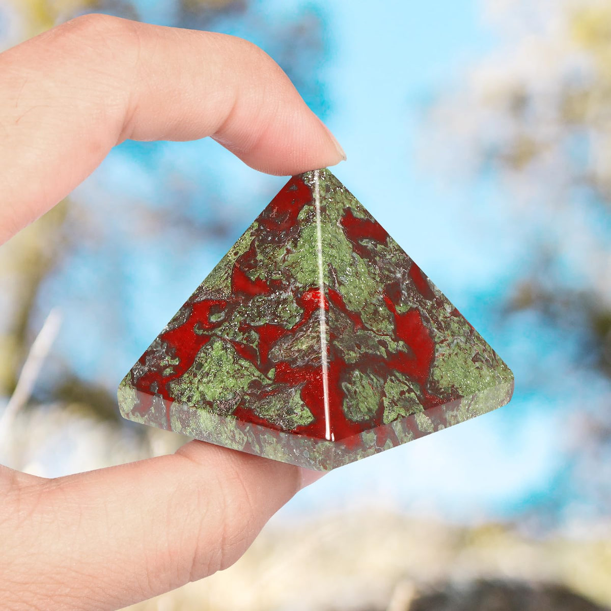 Artistone 1.6" Dragon Blood Stone Crystal Orgone Pyramid Positive Energy Generator Healing Crystals Chakra Meditation Pyramids Decoration for Home