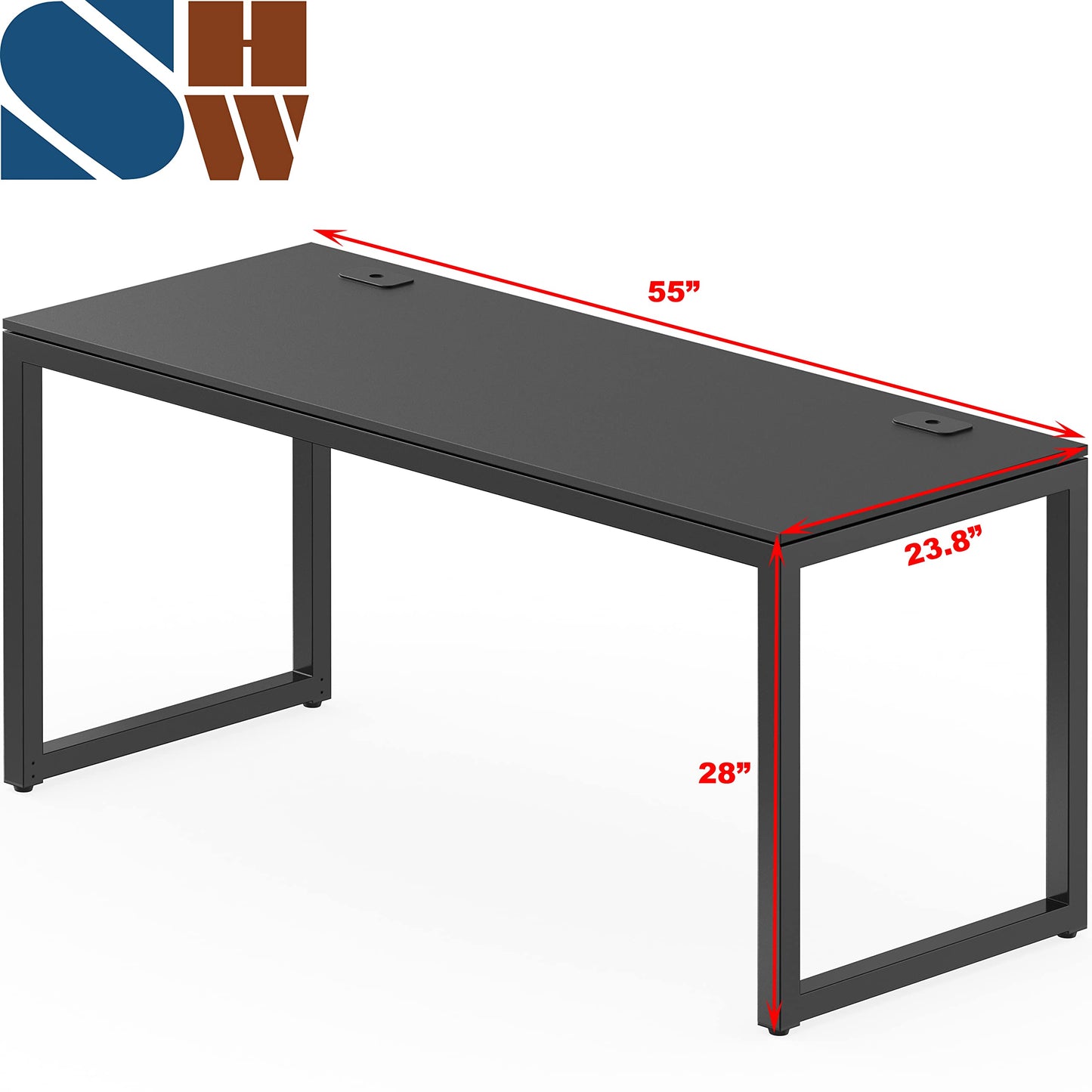 SHW 55-Inch Commercial-Grade Office Computer Desk, Black