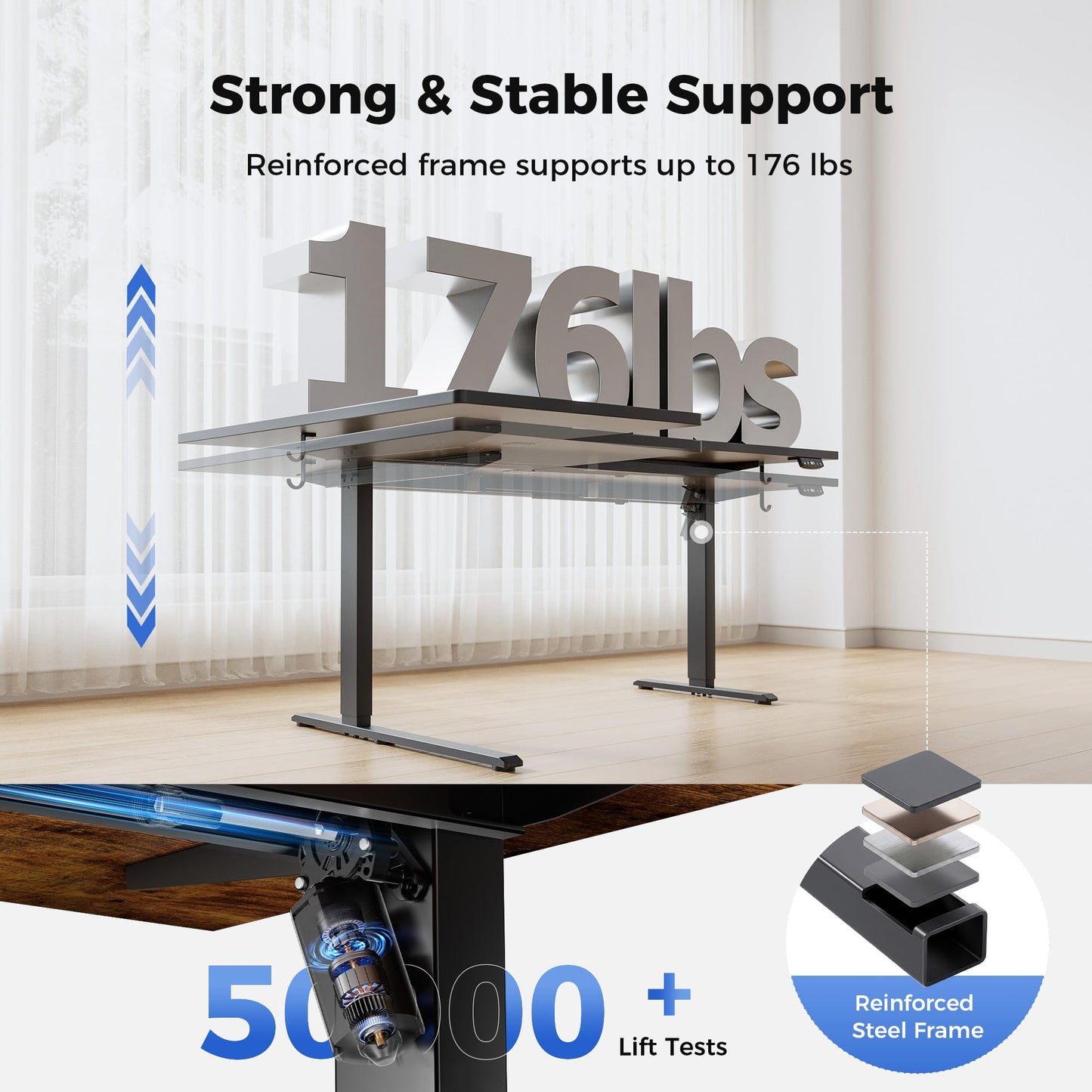 Agilestic 55 Inch Reversible L Shaped Standing Desk, Electric Height Adjustable Desk with Memory Preset, Sit Stand Up Computer Workstation for Home Office, Splice Board, Black