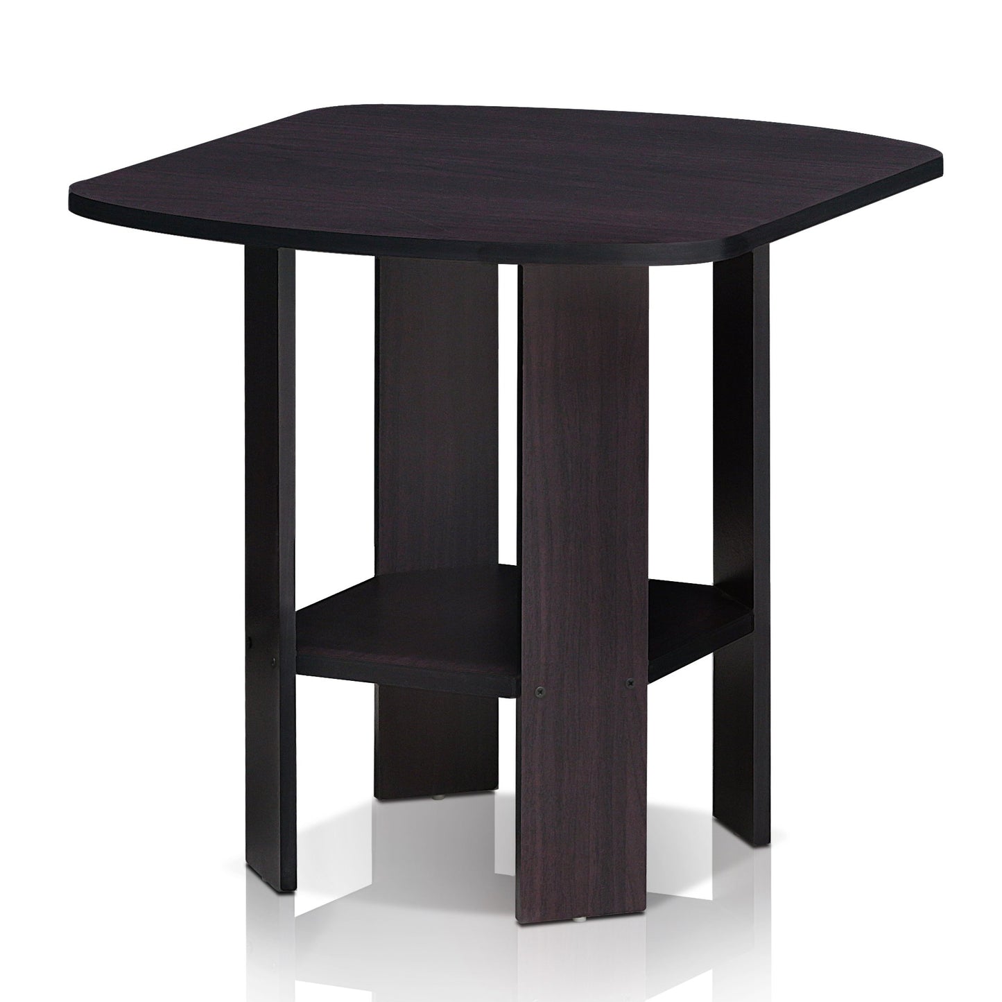 Furinno SIMPLE DESIGN Side Table, 2-Tier Modern End Table with Soft Edges, Open Shelves Night Stand, Bedside Table, for Living Room, Bedroom, Dark Walnut