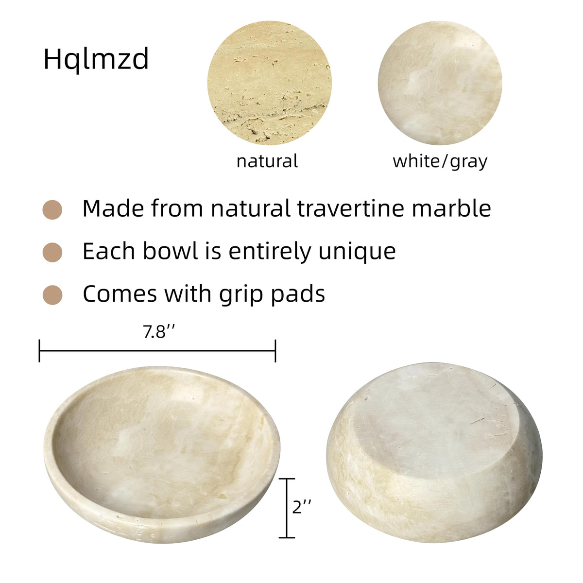Hqlmzd Travertine Decorative Bowls for Home Decor, Keys Bowl for Entryway Table Modern Home Decor (White)