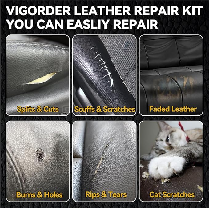 Black Leather Repair Kit for Furniture, Leather Seat Repair Kit for Cars