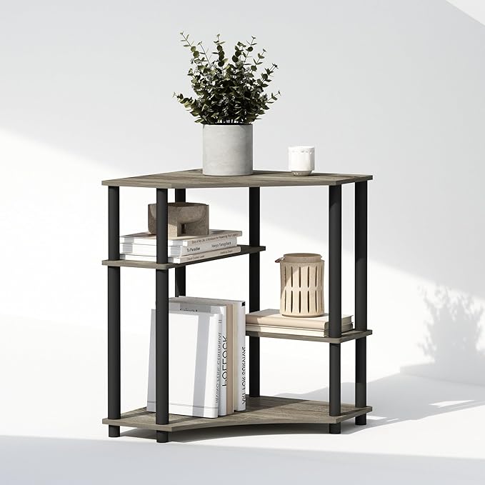 Furinno Turn-N-Tube Storage Shelves, 4-Tier Corner Shelf, Toolless Assembly