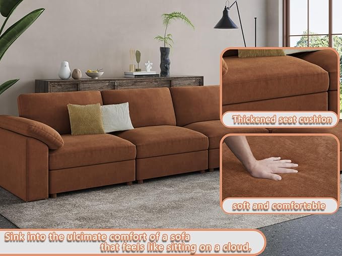 EASE MOOSE Oversized Sectional Modular Sofa, Chenille Large u Shape Sectional
