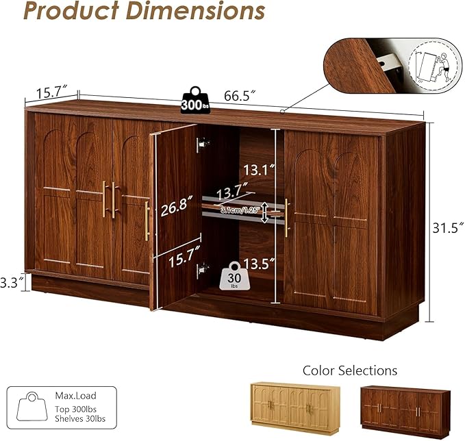 67'' Modern TV Stand for TVs up to 75'', Modern Long Media Console