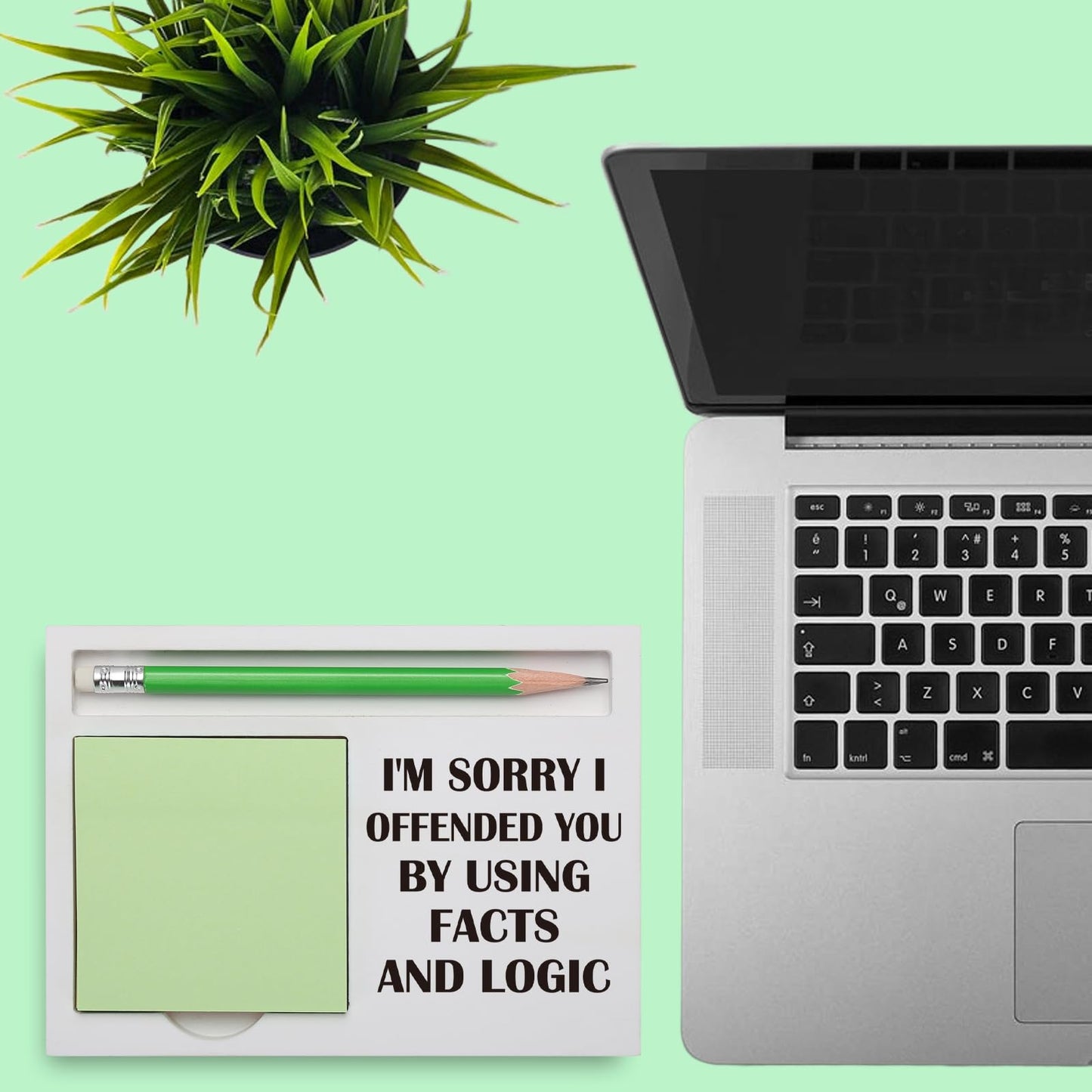Humor Gift for Coworker Boss Engineer Teacher Student Manager Director Human Resources, I'm Sorry I Offended You by Using Facts and Logic, White Sticky Note Pad Holder Office Gag Gift SBSA30