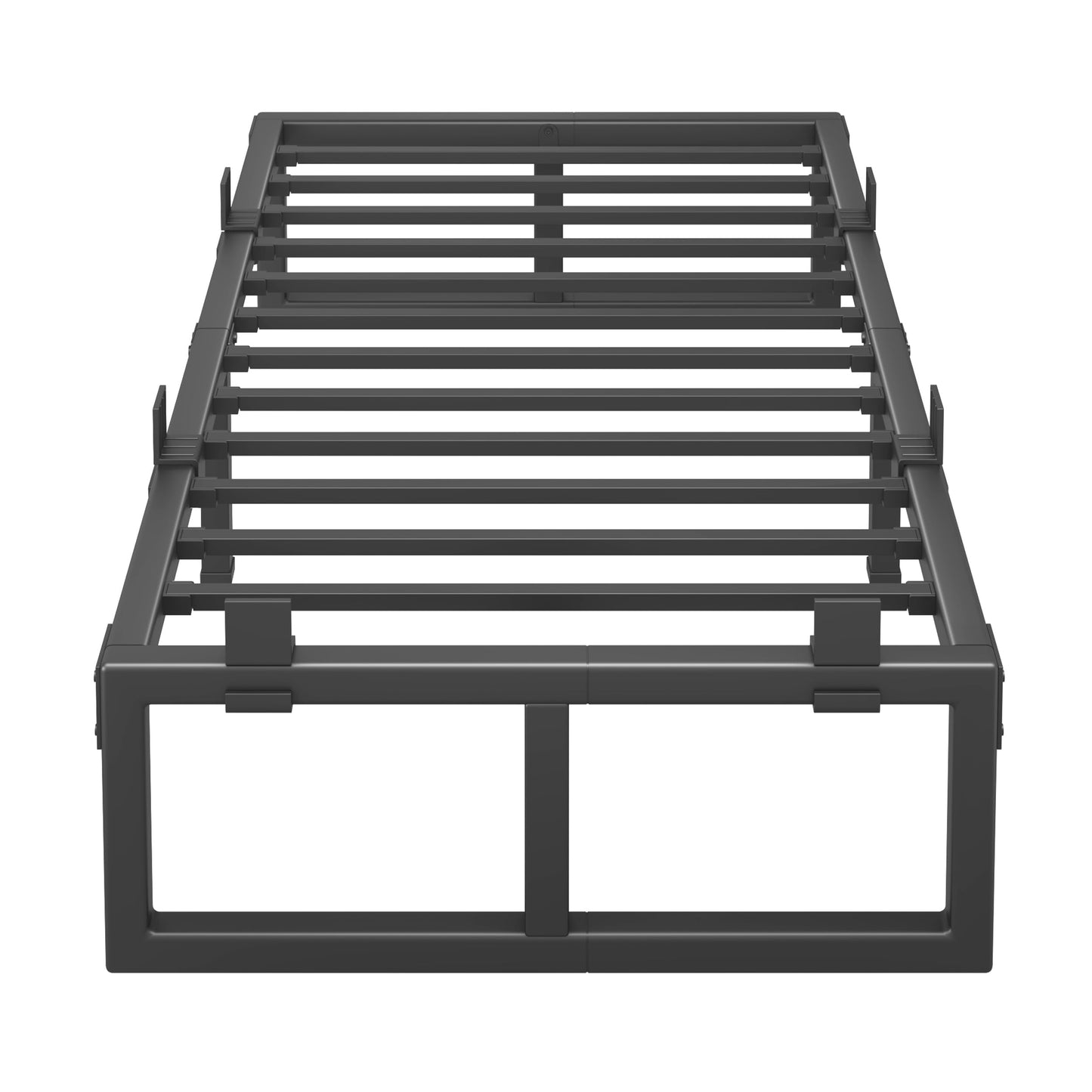 Cresyfu Twin Bed Frames, 18 Inch Metal Platform Bed Frame with Squeak Free U-Slot Design, 6 Non-Slip Guards, 3500lbs Heavy Duty Steel Slat Support, No Box Spring Needed, Under Bed Storage, Black