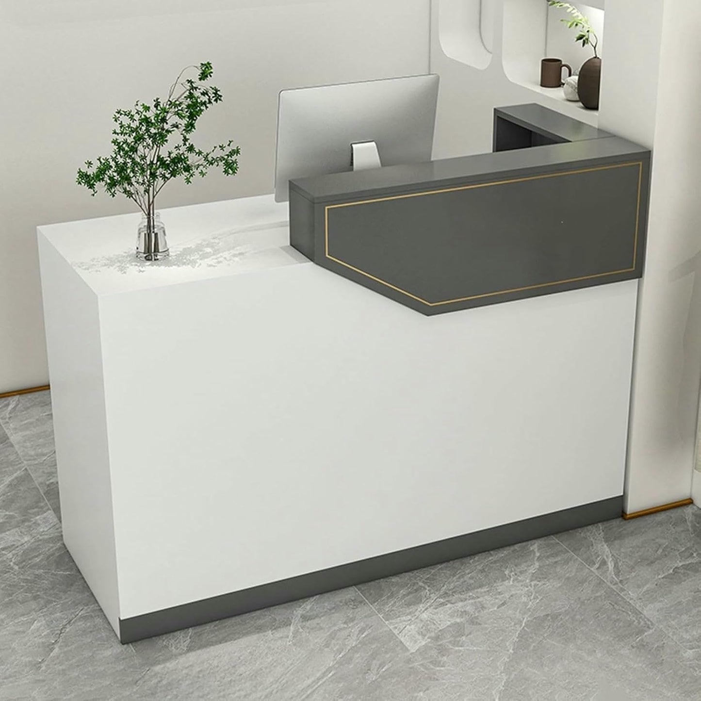 WRTYHGVGT Reception Desk, Front Counter, Reception Counter Desk, L Shaped Retail Checkout Counter with Lockable Drawers, for Lobby Hotel Beauty Salon(Natural,100cm/39.3in)