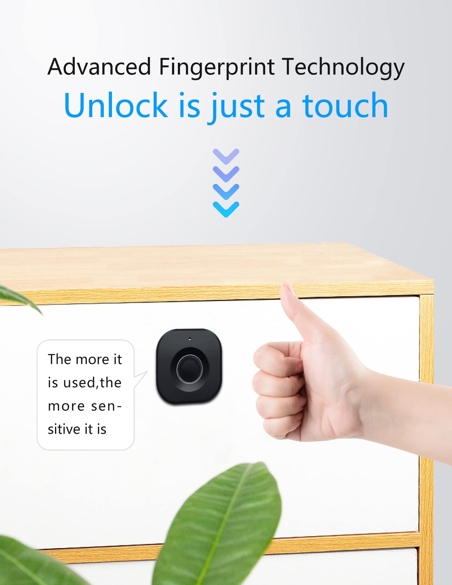 SUMNEW Fingerprint Cabinet Lock, Smart Biometric, Fit for Keyless Hidden File Drawer Wardrobe, Child Safety Electric Fingerprint Lock, DIY Wooden Furniture Privacy for Home Office