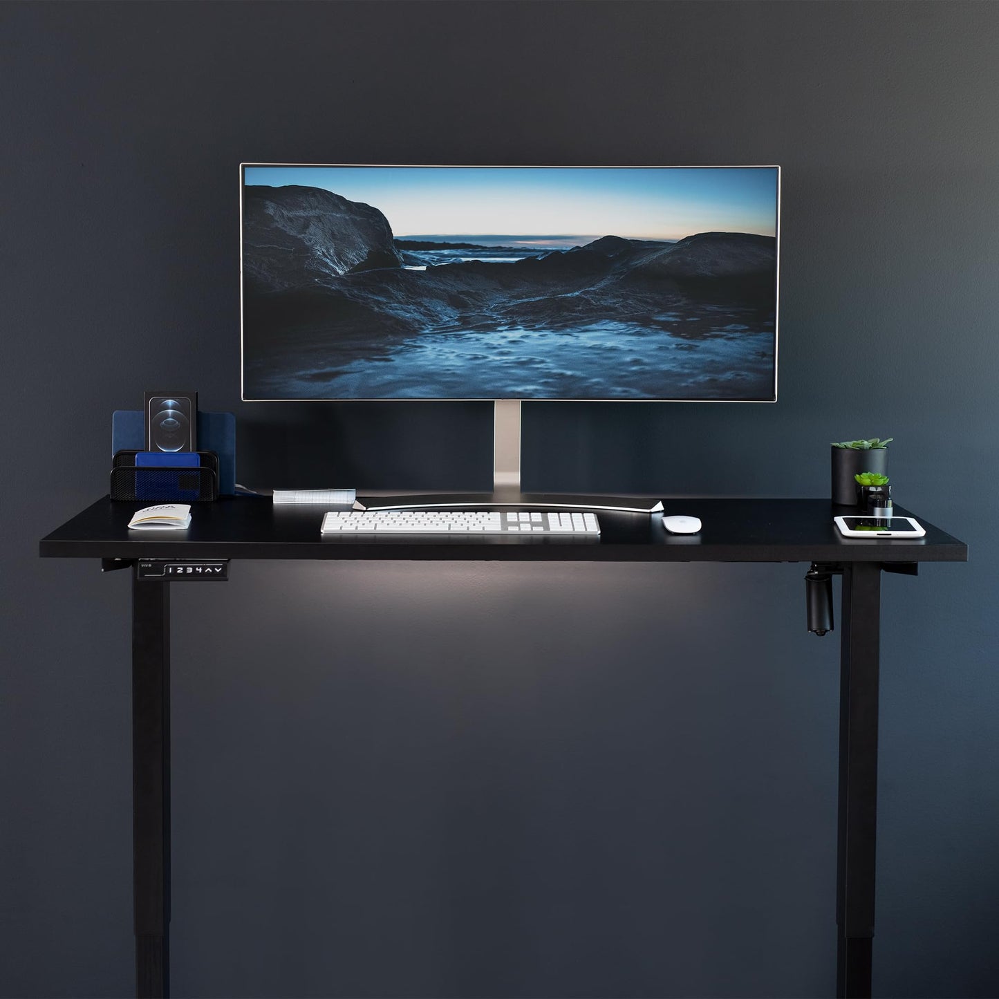 VIVO 55 x 24 inch Universal Solid One-Piece Square Corner Table Top for Standard and Sit to Stand Height Adjustable Home and Office Desk Frames, Black, DESK-TOP55B-S