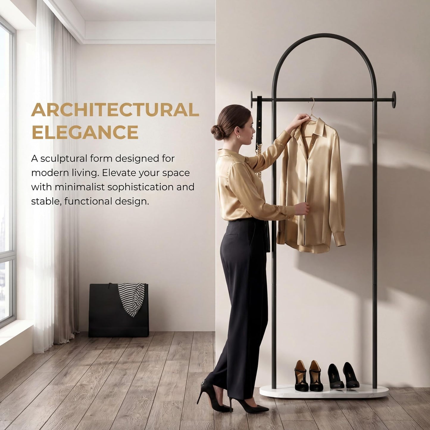 KADIGANG Black Clothing Racks, Modern Industrial Clothes Rack with Shelf, Heavy Duty Freestanding Coat Rack, Metal Coat Hanger Stand with Hooks for Boutique Office