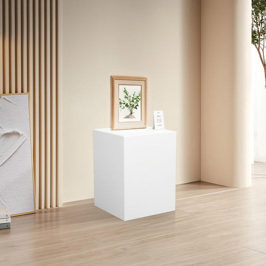 XHKJYSDP Cube Display Pedestal Stand for Bridal Shop, Square White Display Risers Columns, Party Event Decor Platform Base Showcase for Comic-Con Home Shop Boutiques (11.8*11.8*15.7in)