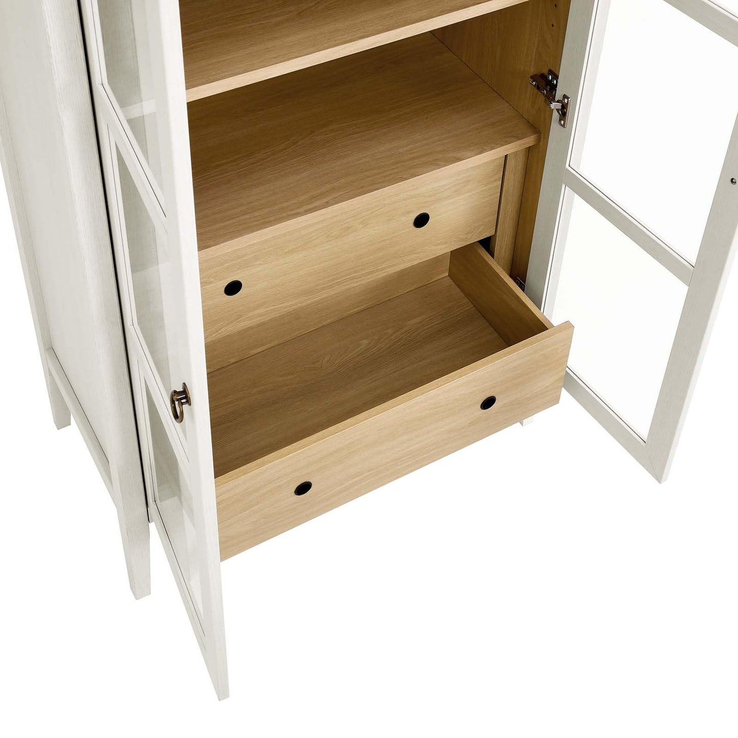 Modway EEI-6639-WHI-OAK Nolan Tall Arched Storage Display Cabinet, White Oak