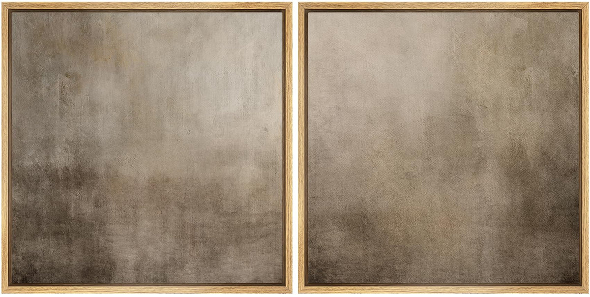 SIGNFORD Framed Canvas Print Wall Art Set Neutral Abstract Minimalist Earthy Tones Illustrations Modern Art Minimal Relax/Calm for Living Room, Bedroom, Office - 16"x16"x2 Natural