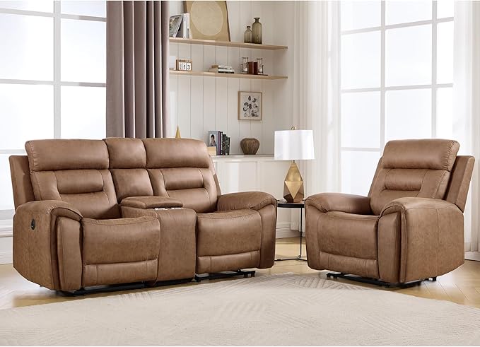 ANJ 2-Piece PU Leather Recliner Sofa Set