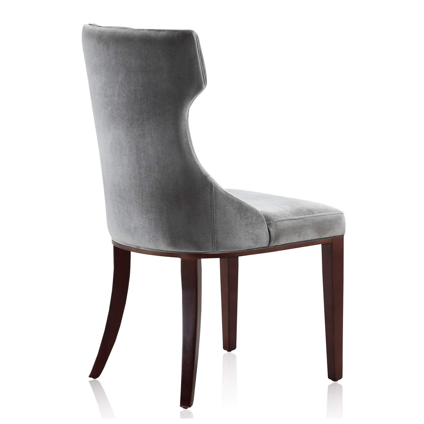 Manhattan Comfort ReineDining Chairs Set of 2, Upholstered Seats with Diamond Stitching, Solid Beech Wood Frame, 4-Leg Base, 18.5" Seat Height, Fully Assembleds, Grey