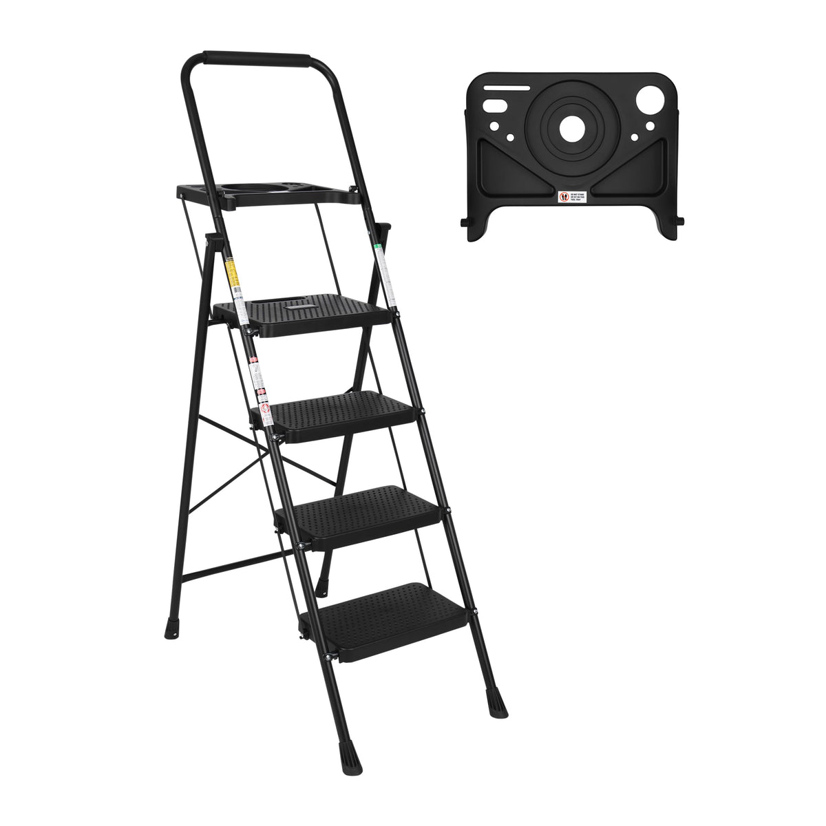 Simpli-Magic 4-Step Ladder, 800 LBS Capacity Folding Step Stool – Anti-Slip Wide Steps & Handgrip – ANSI Certified Lightweight & Durable Steel Stepping Stool for Kitchen, Home, Office & Garage