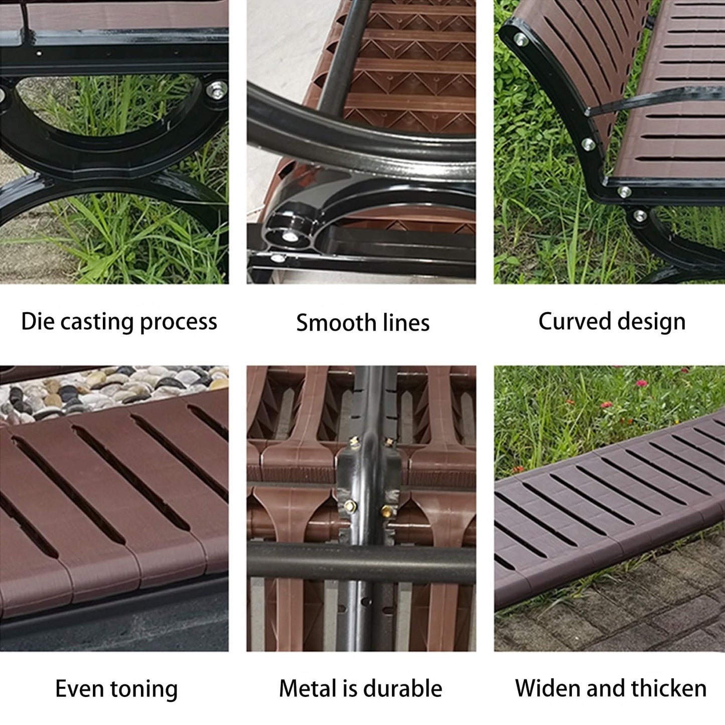 This Large Metal Patio Garden Bench - 180cm Slatted Seat Outdoor Furniture for Porch, Deck, Park, Yard, Entryway, Lawn - Stylish & Durable Seating Solution