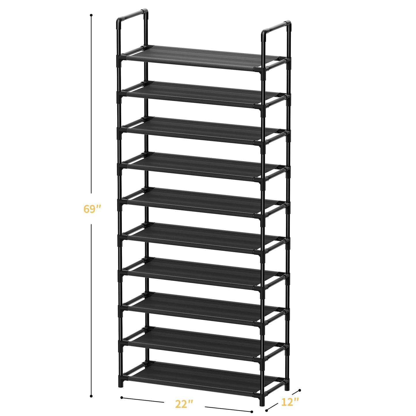 SRRSO Shoe Rack, 10 Tier Shoe Storage Organizer Fit 30-35 Pairs Shoes,Metal Tall Shoe Shelf for Closet,Entryway,Garage,Bedroom,Cloakroom