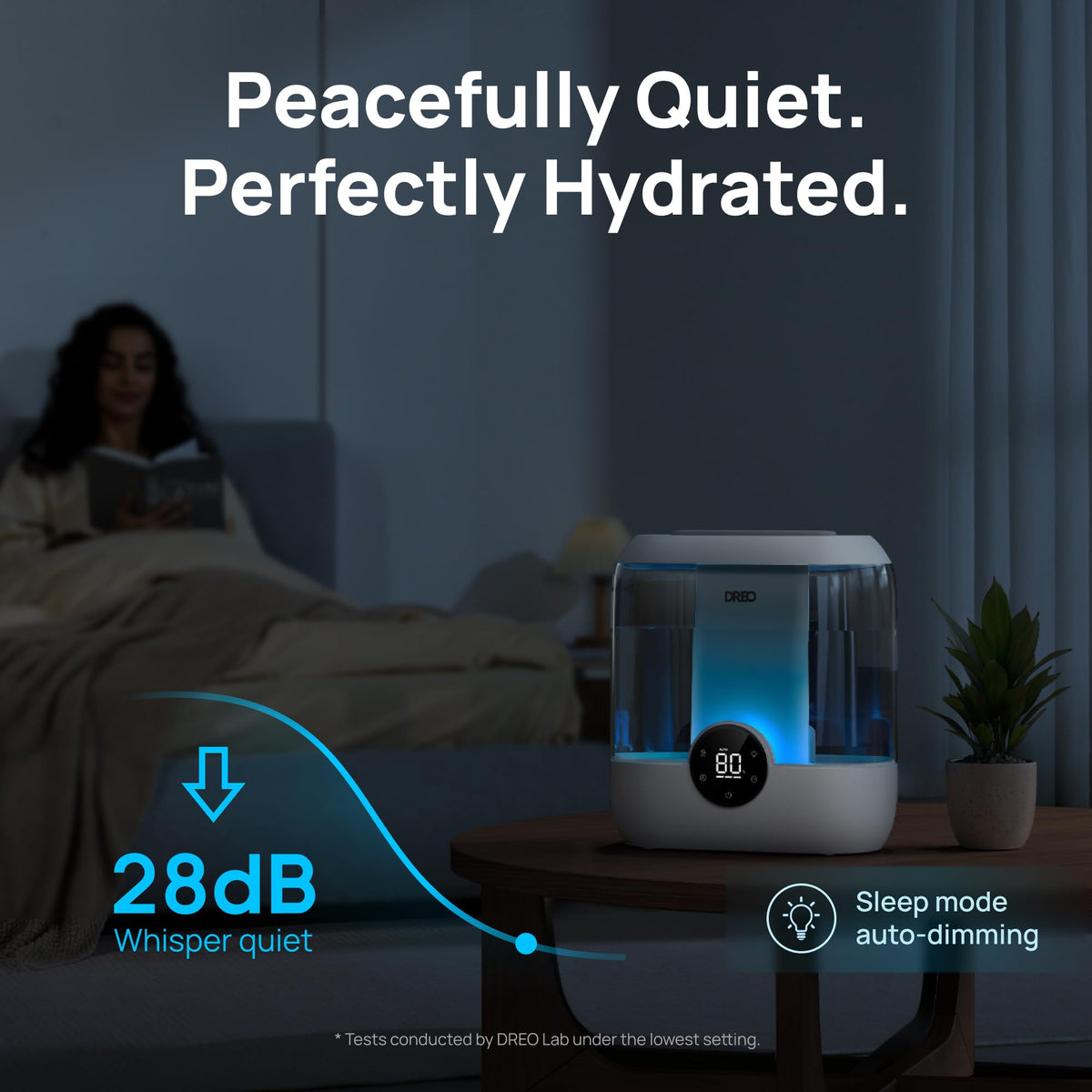 DREO 6L Top Fill Humidifiers for Bedroom, 60H Runtime 28 dB Quiet Supersized Cool Mist Air Humidifiers for Large Room, Baby Nursery, Plant, Indoor, Night Light, Easy to Clean, Precise Humidity Control