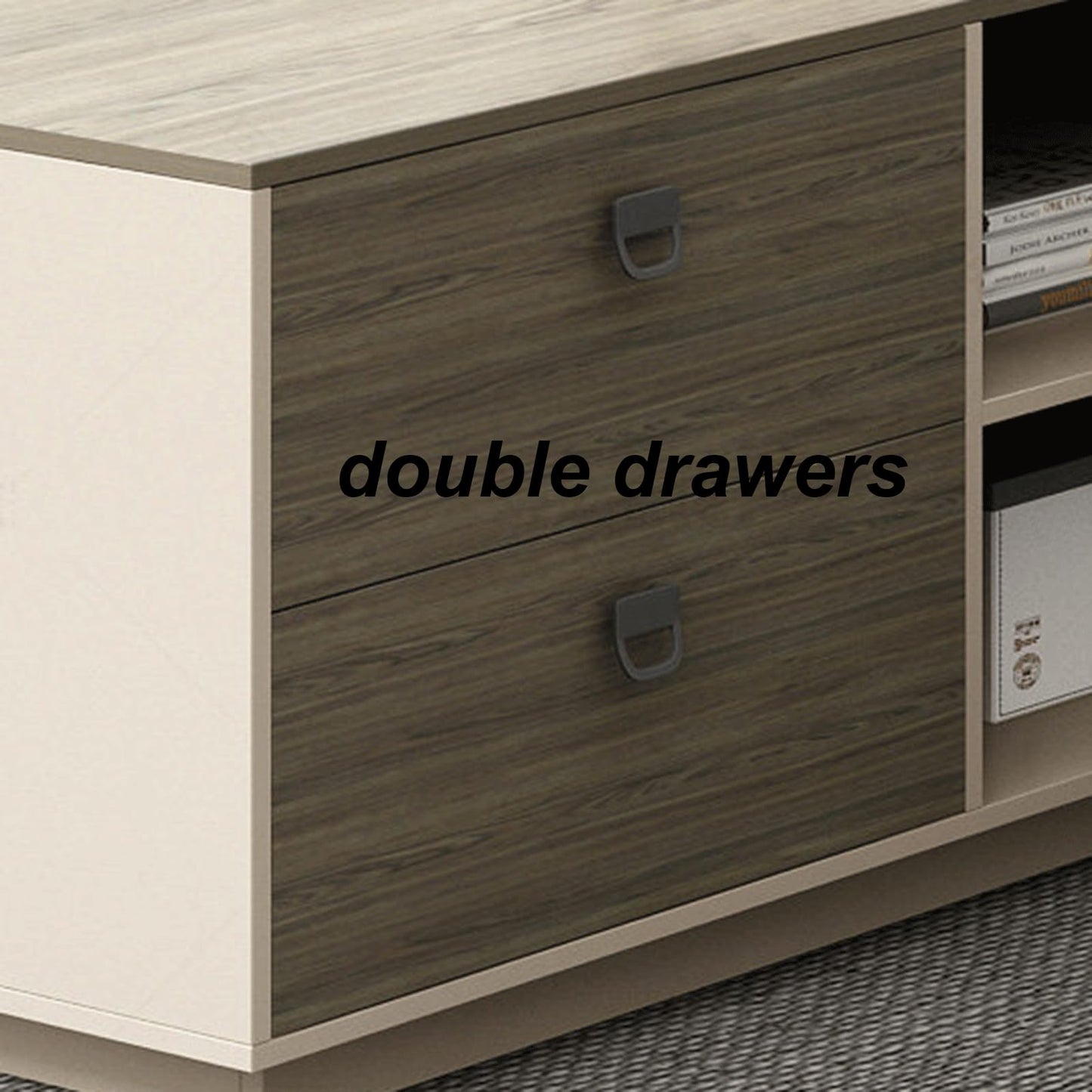 HONGYISHI Modern Large Home Office Desk with Lateral Cabinet,94" Wood Computer Desk with Drawers Study Gaming Table Business Furniture for CEO, Boss, Owners