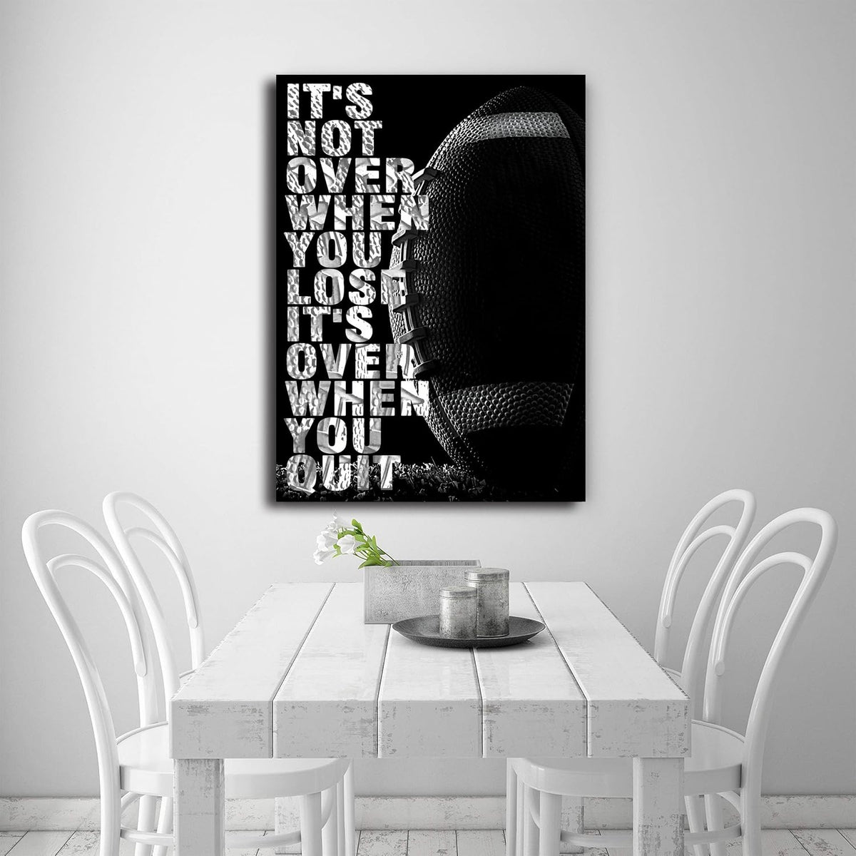 Football Inspirational Wall Art Entrepreneur Quotes Its Not Over When You Lose Canvas Posters -Motivational Sport Canvas Print Frame Picture Painting for Office Kids Boys Bedroom-20"x16"