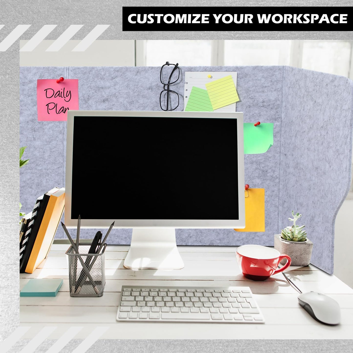 Dunzoom Large Desk Dividers for Students 47.3 x 15.7 Inch Acoustic Portable Fold Classroom Table Privacy Felt Boards for Workstation Office Home Furniture Partitions and Dividers(Gray)