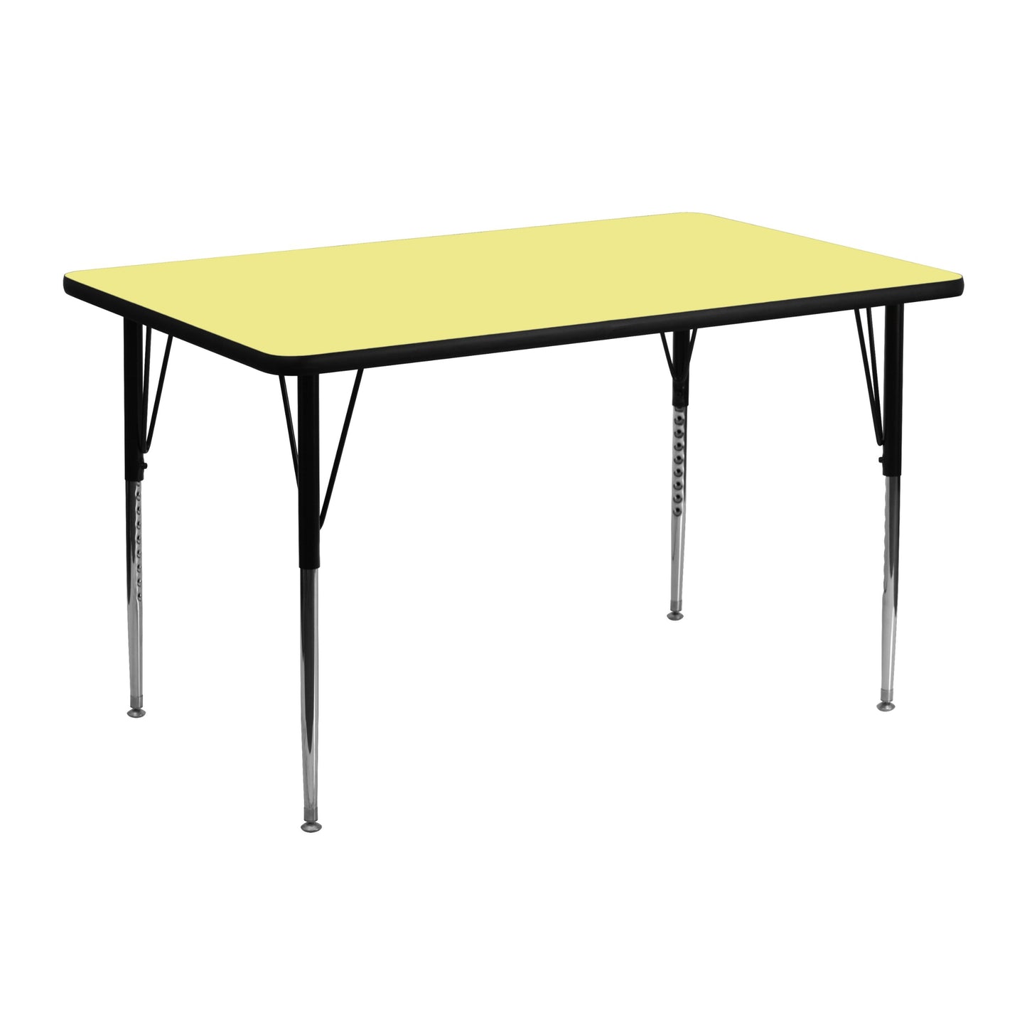 Flash Furniture Wren 24"W x 48"L Rectangular Yellow Thermal Laminate Activity Table - Standard Height Adjustable Legs
