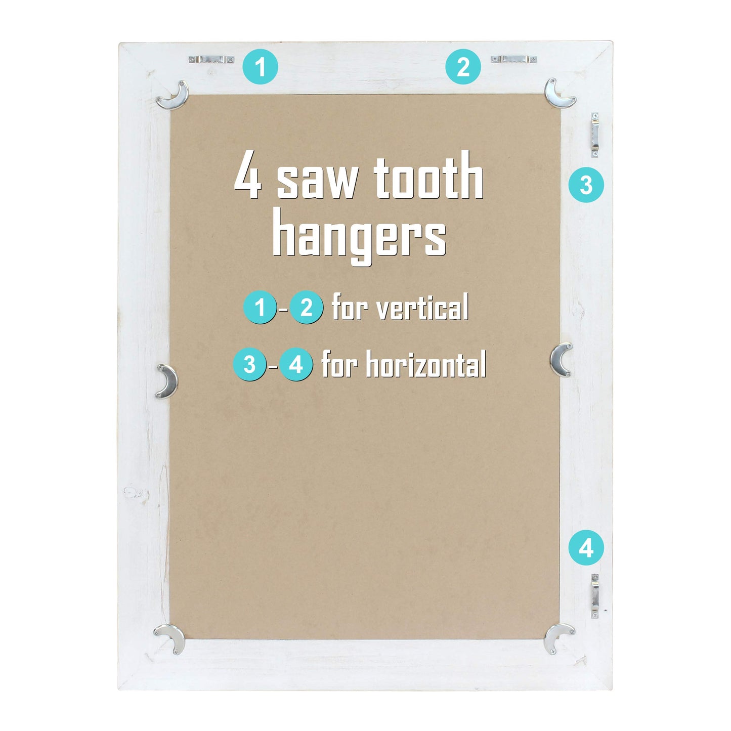 Stonebriar 24" x 18" Rectangle Worn White Wood Frame Wall Mirror with Attached Hanging Brackets, Decorative Country Rustic Decor for the Living Room, Bedroom, Bathroom, Hallway, and Entryway