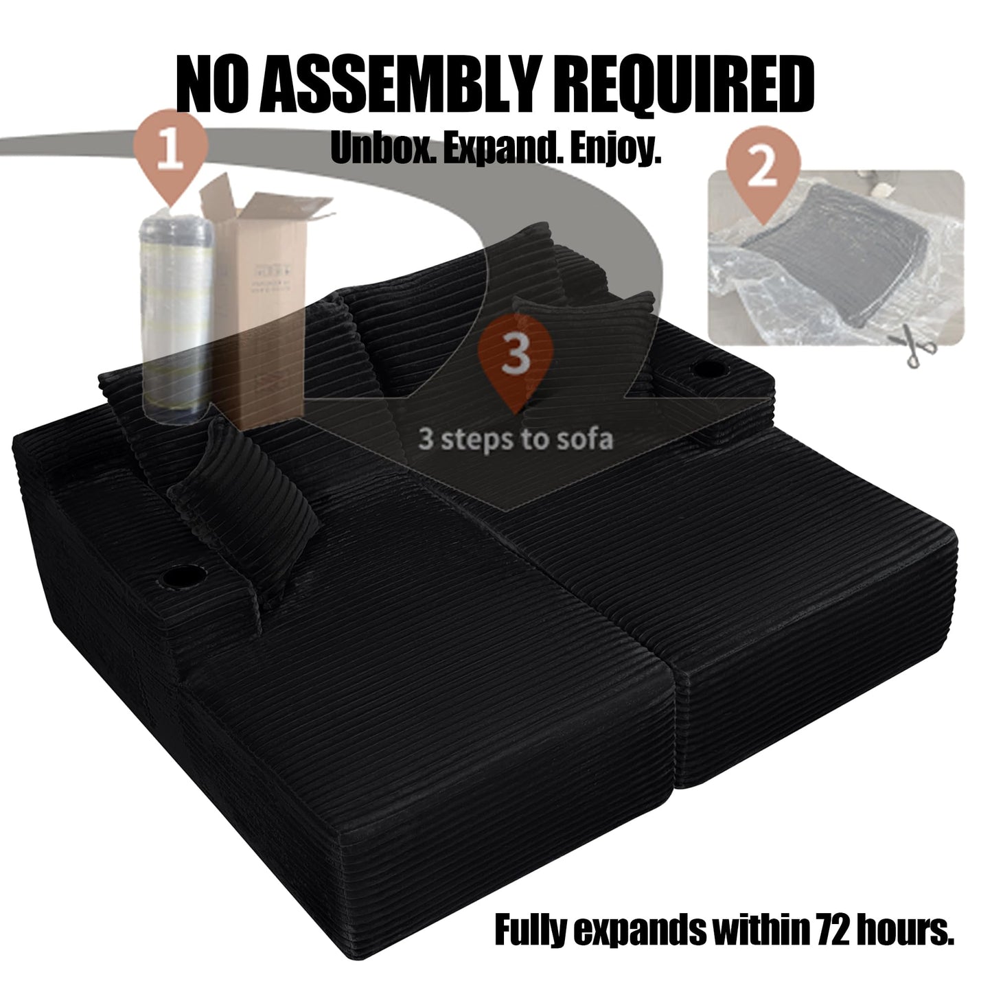 WuerQi 76" Loveseat Sleeper Sofa Bed with 2 Cup Holders, Boneless Couch Recliner, Deep Seat 2-Seater Sofa, No Assembly Required for Living Room