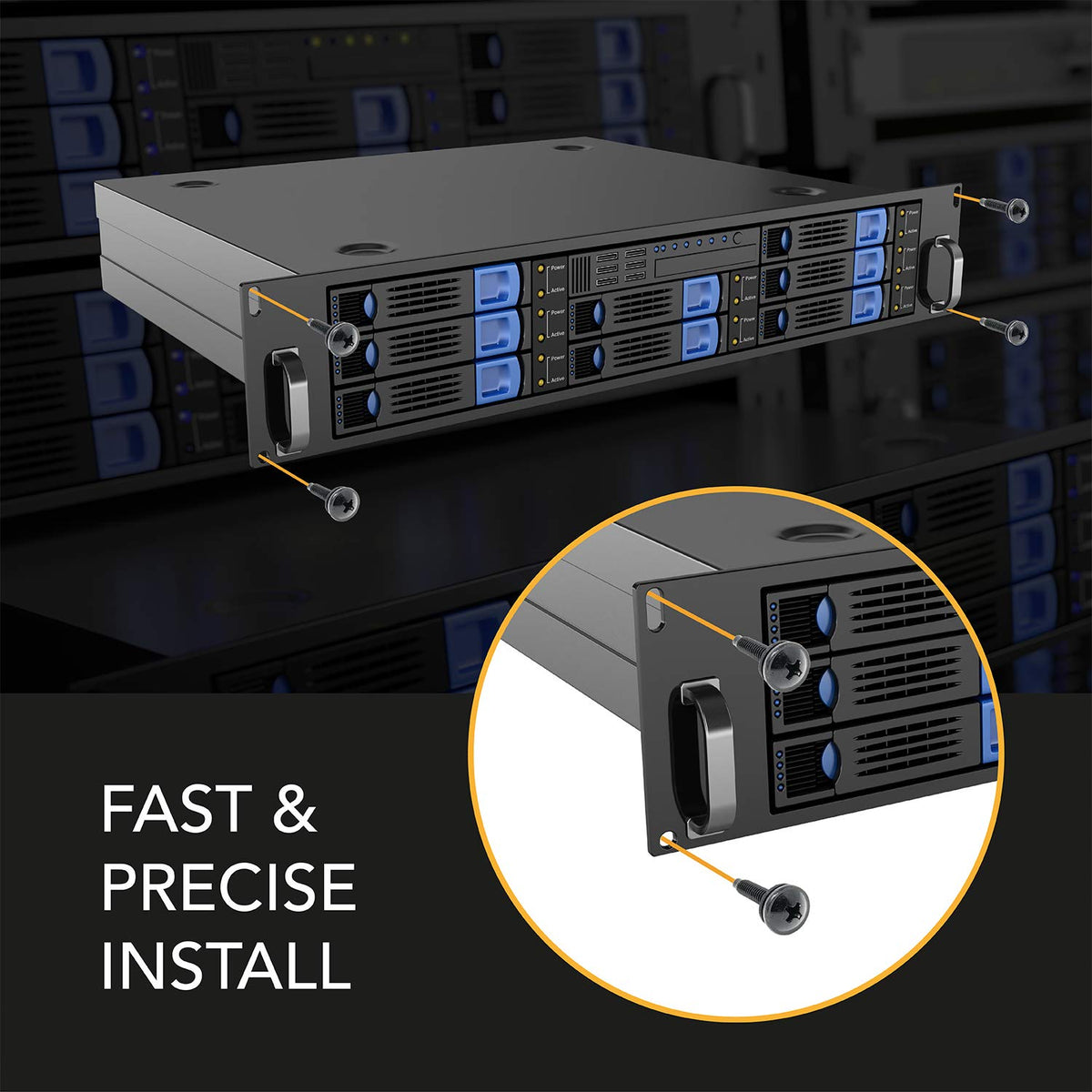 10-32 Rack Screws 50-Pack - Versatile Server Rack Accessories for Network Cabinets, Audio Mounts, Studs and Recording Studio Includes Nylon Washers. Perfect for Rackmounts