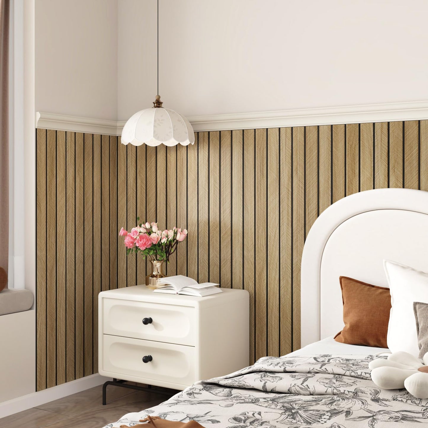STICKEEP 3D Brown Wood Panels for Walls 118" x 11.8" Acoustic Slat Wall Paneling Peel and Stick Wood Panels Self Adhesive Flexible Wooden Slat Wallpaper for Bedroom Living Room Wall Decor Ceiling