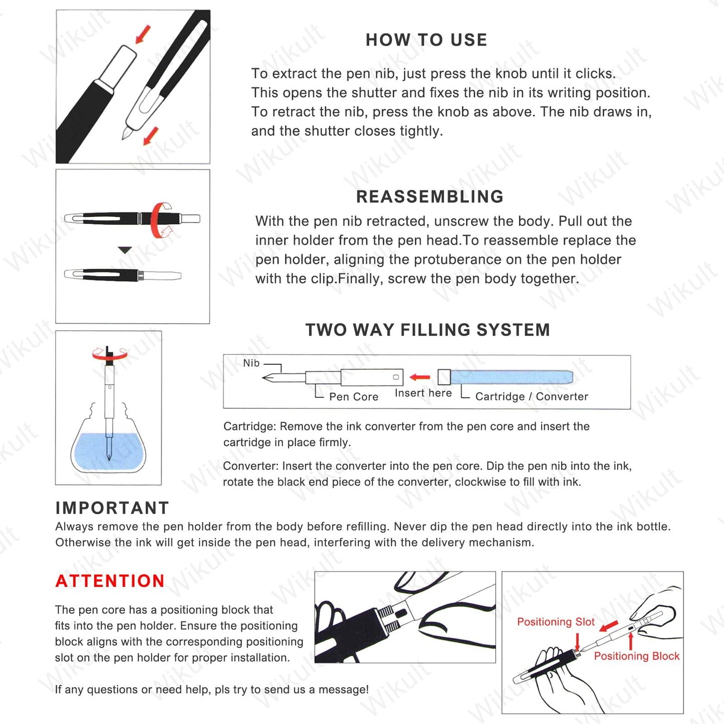 Jinhao 10 Press Fountain Pen with Box, Wavy Matt Black Chromium Retractable Extra Fine Nib with Ink Converter Set (Silver Clip)